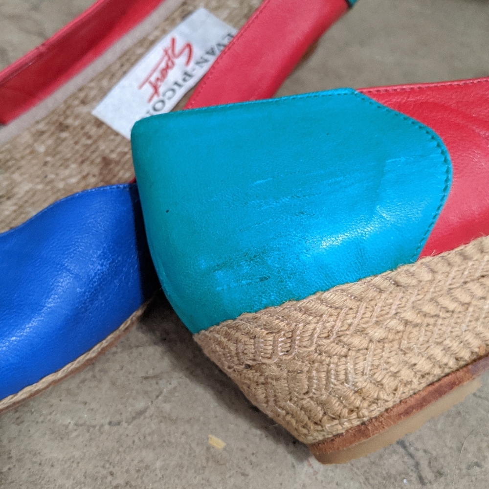 Vintage Evan Picone Sport Bright Colorblock Wedges - Picture 7 of 7
